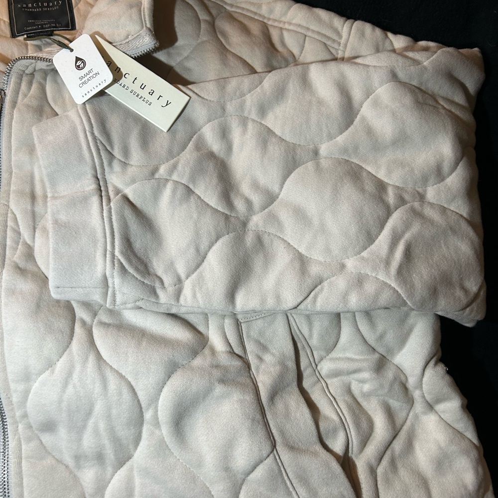 Sanctuary Padded Quilted Full Zip Jacket in Toasted Marshmallow/Tan - Sz 2X -NWT - Picture 6 of 10